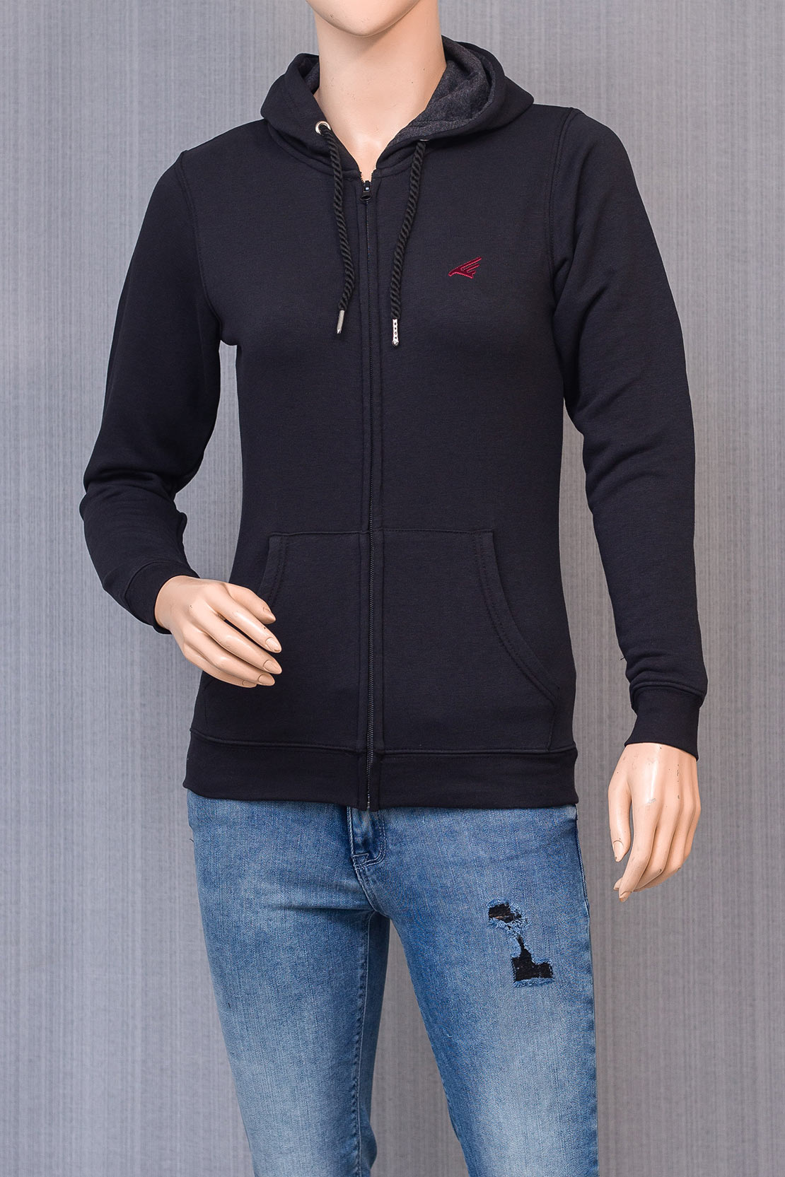 Ladies black hot sale zipper hoodie