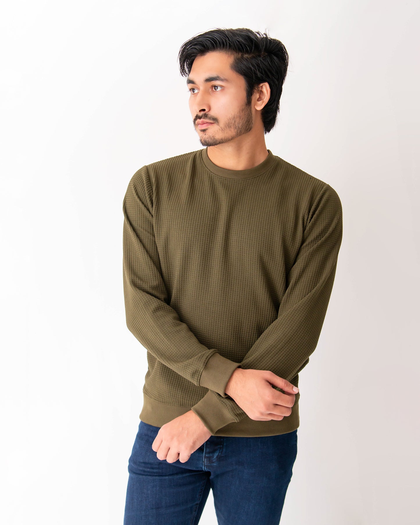 MENS WAFFLE KNIT SWEAT SHIRT - CEREBRUM