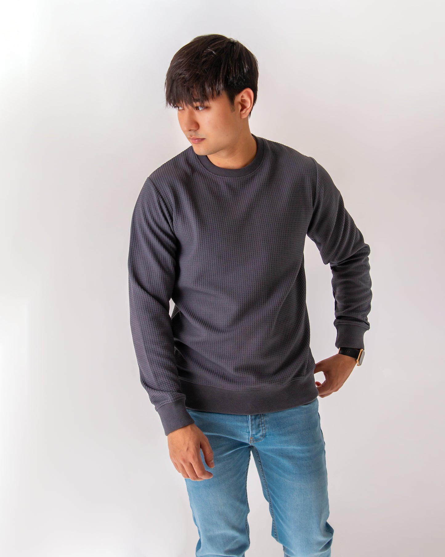 MENS WAFFLE KNIT SWEAT SHIRT - GYZOM