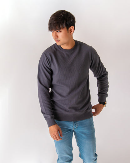 MENS WAFFLE KNIT SWEAT SHIRT - GYZOM