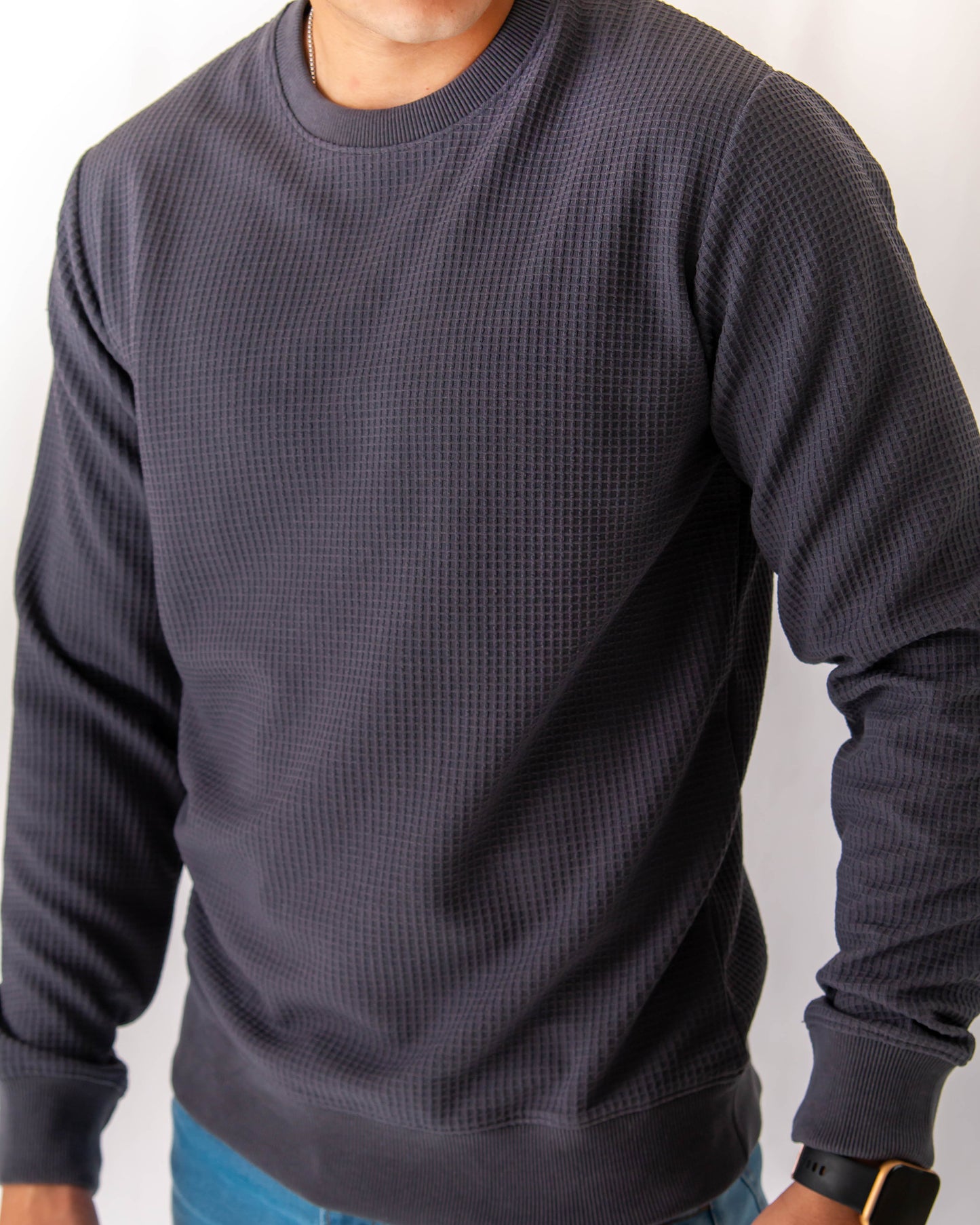 MENS WAFFLE KNIT SWEAT SHIRT - GYZOM