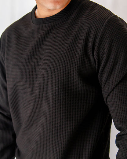 MENS WAFFLE KNIT SWEAT SHIRT - JOZAK