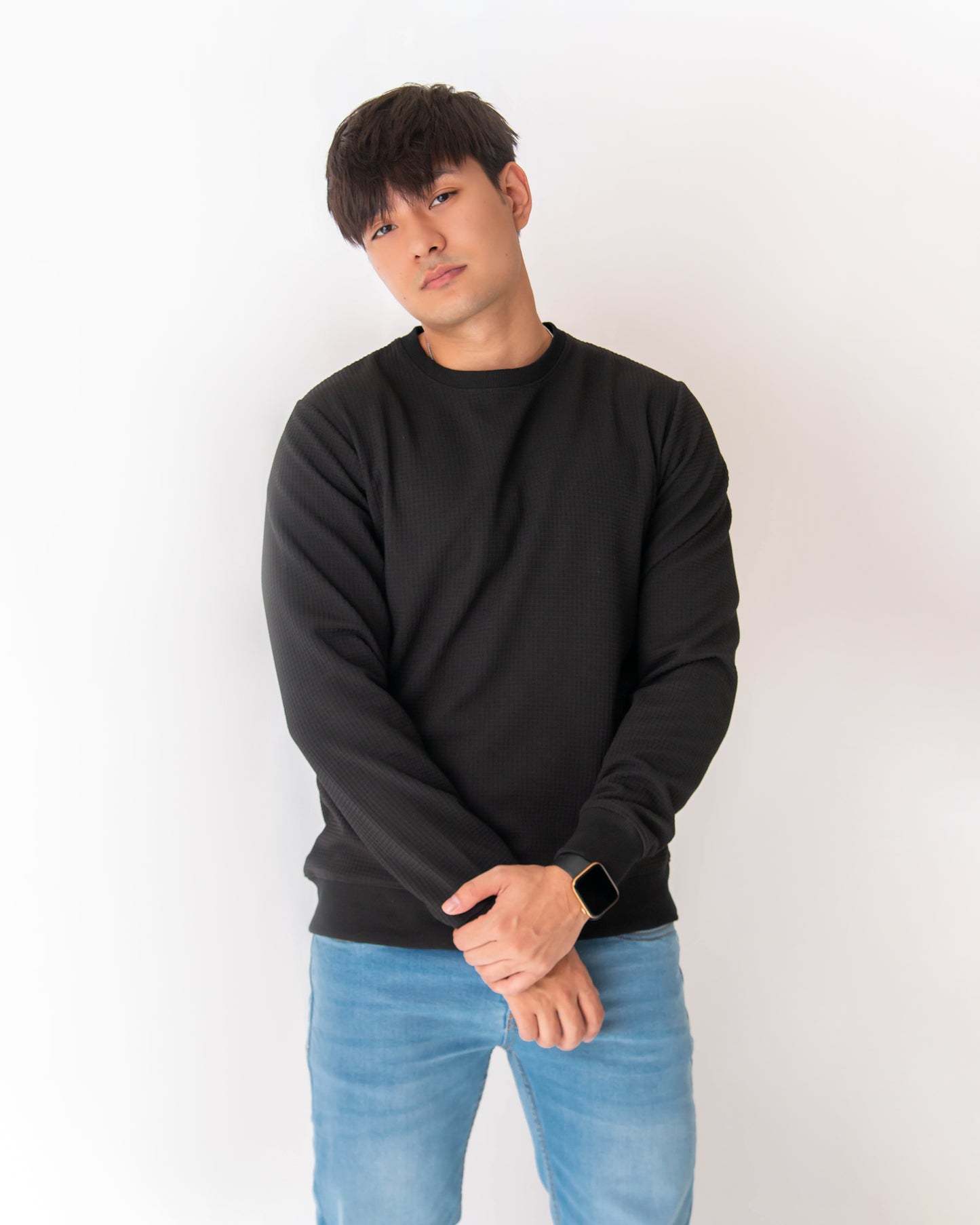 MENS WAFFLE KNIT SWEAT SHIRT - JOZAK