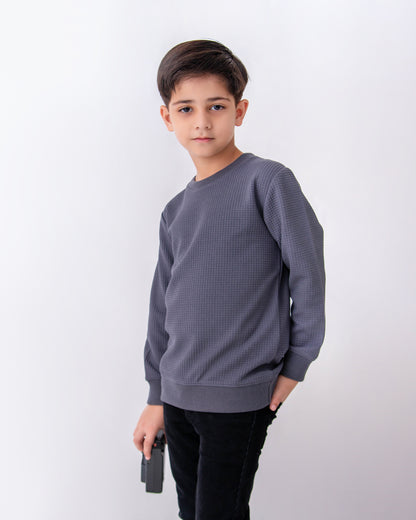 BOYS WAFFLE KNIT SWEAT SHIRT - GLEEZAY