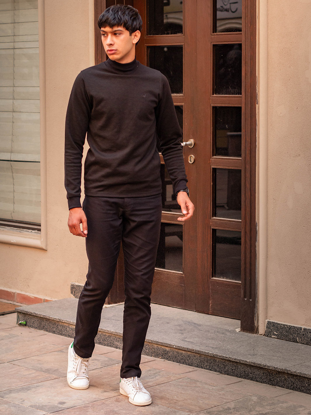 All black turtleneck outfit clearance men